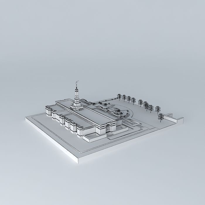 LDS. Temple Ciudad Juarez, Chihuahua, Templo Mormon Mexico. 7... Free 3D model_3