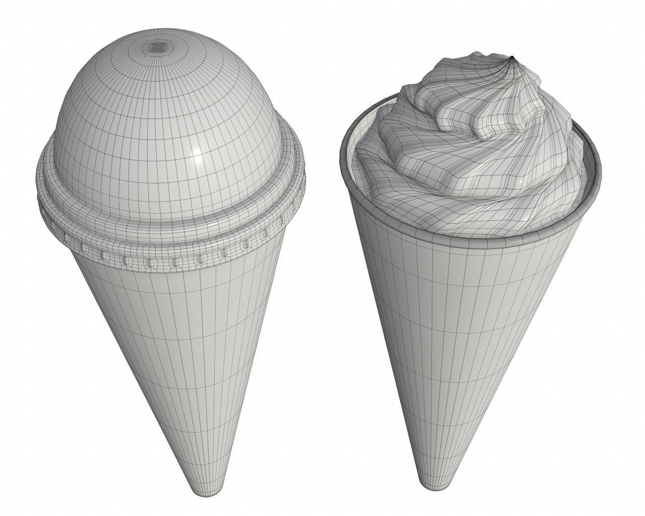 Ice cream cone paper package for mockup 3D model_4