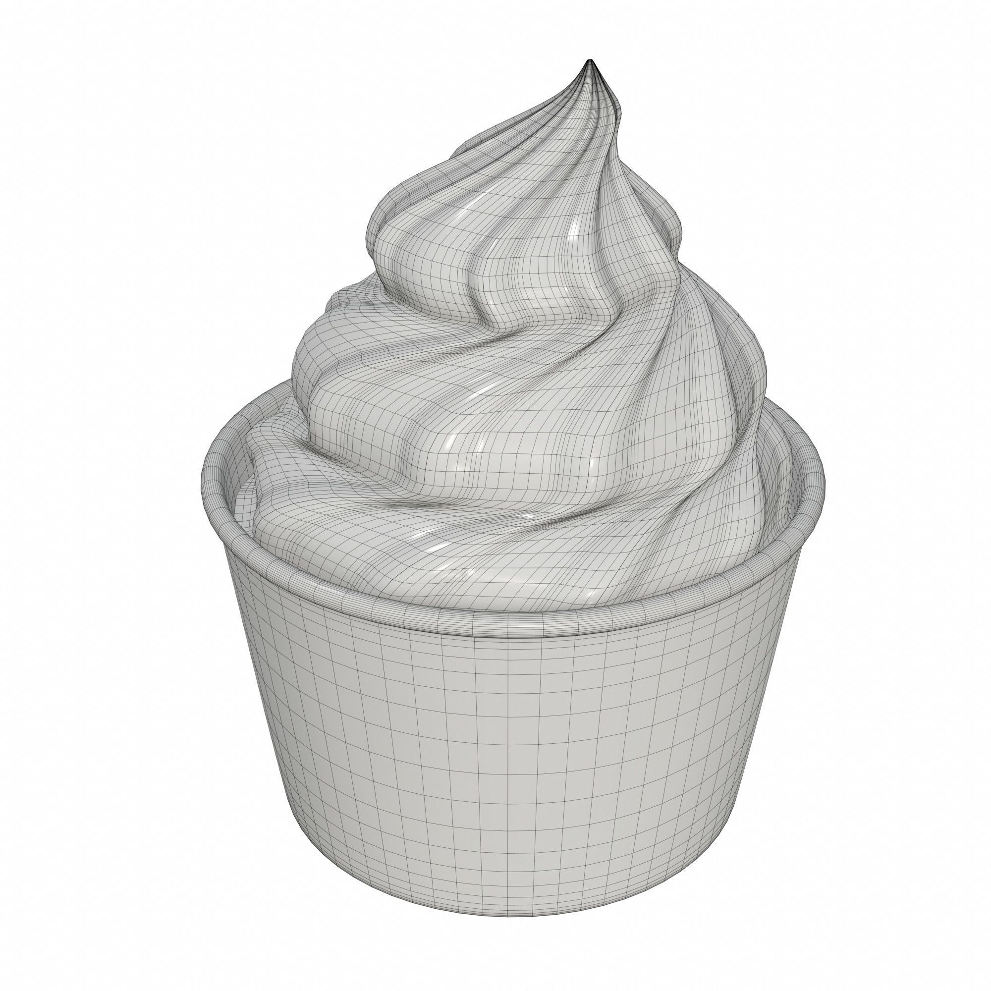 Ice cream in white paper cup for mockup 3D model_4