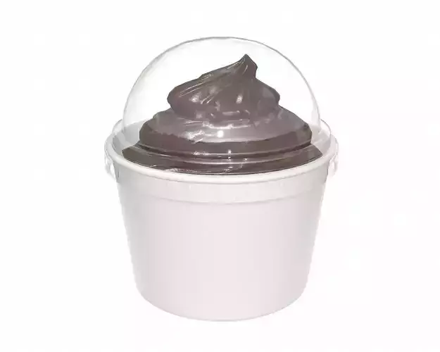 Ice cream in white plastic cup for mockup 3D model