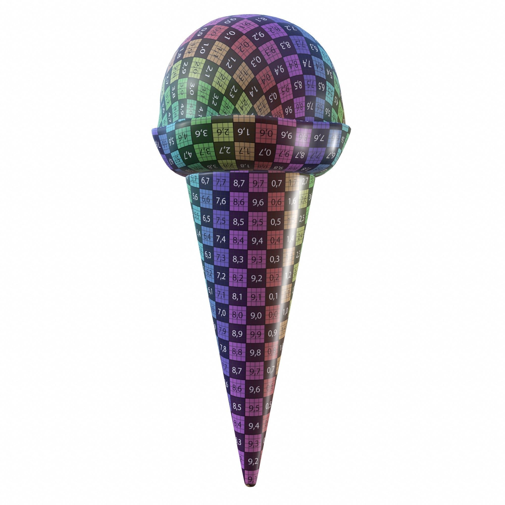 Ice cream ball in waffle cone 3D model_6