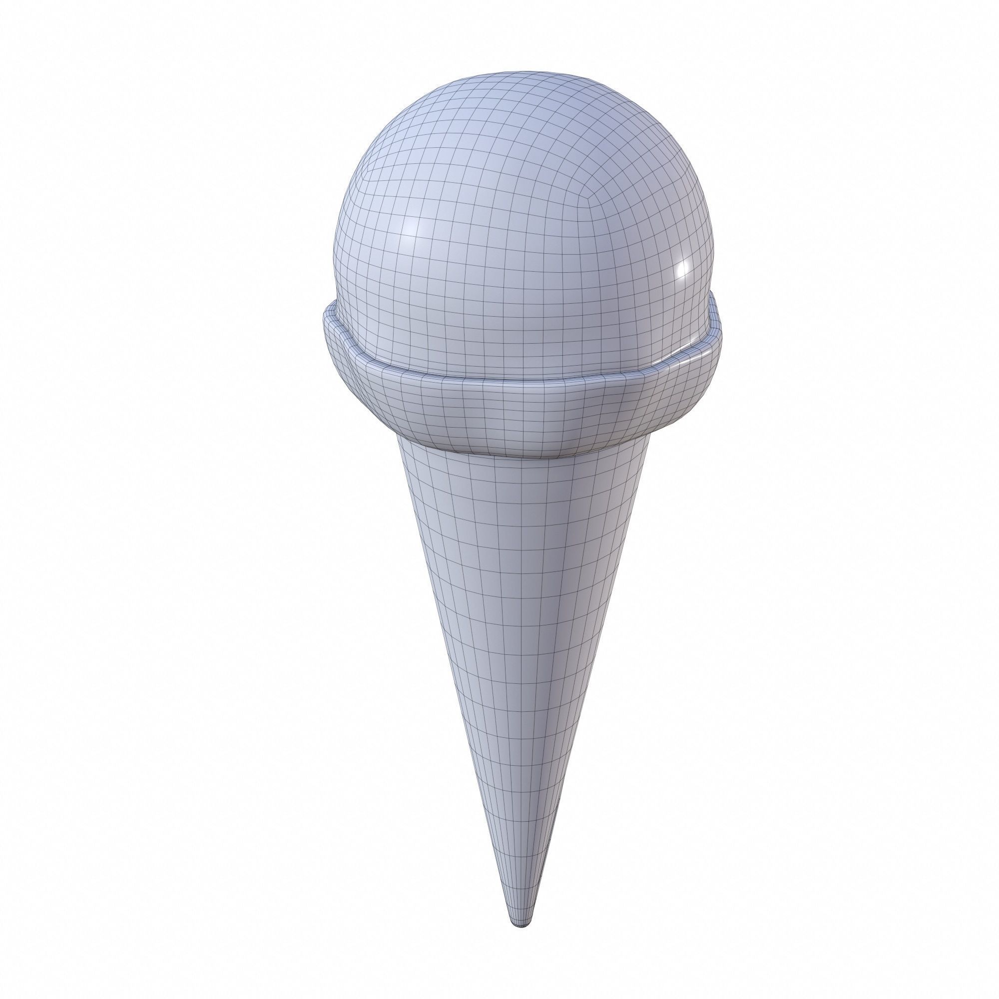 Ice cream ball in waffle cone 3D model_4