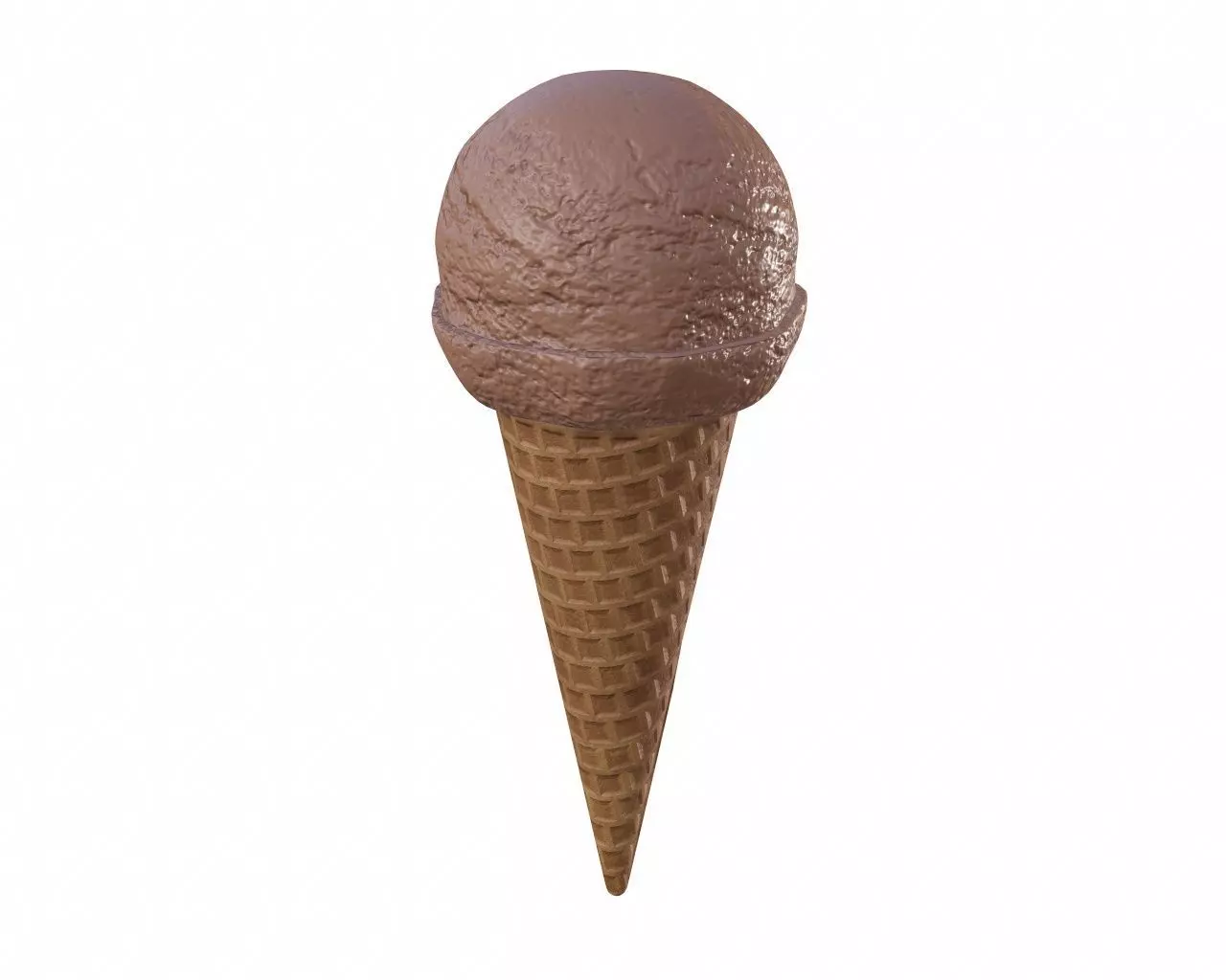 Ice cream ball in waffle cone 3D model_0
