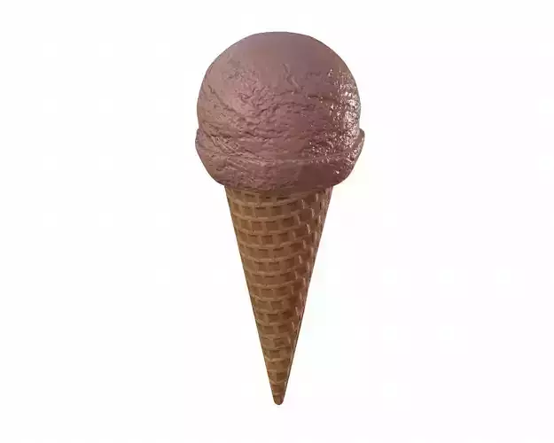 Ice cream ball in waffle cone 3D model