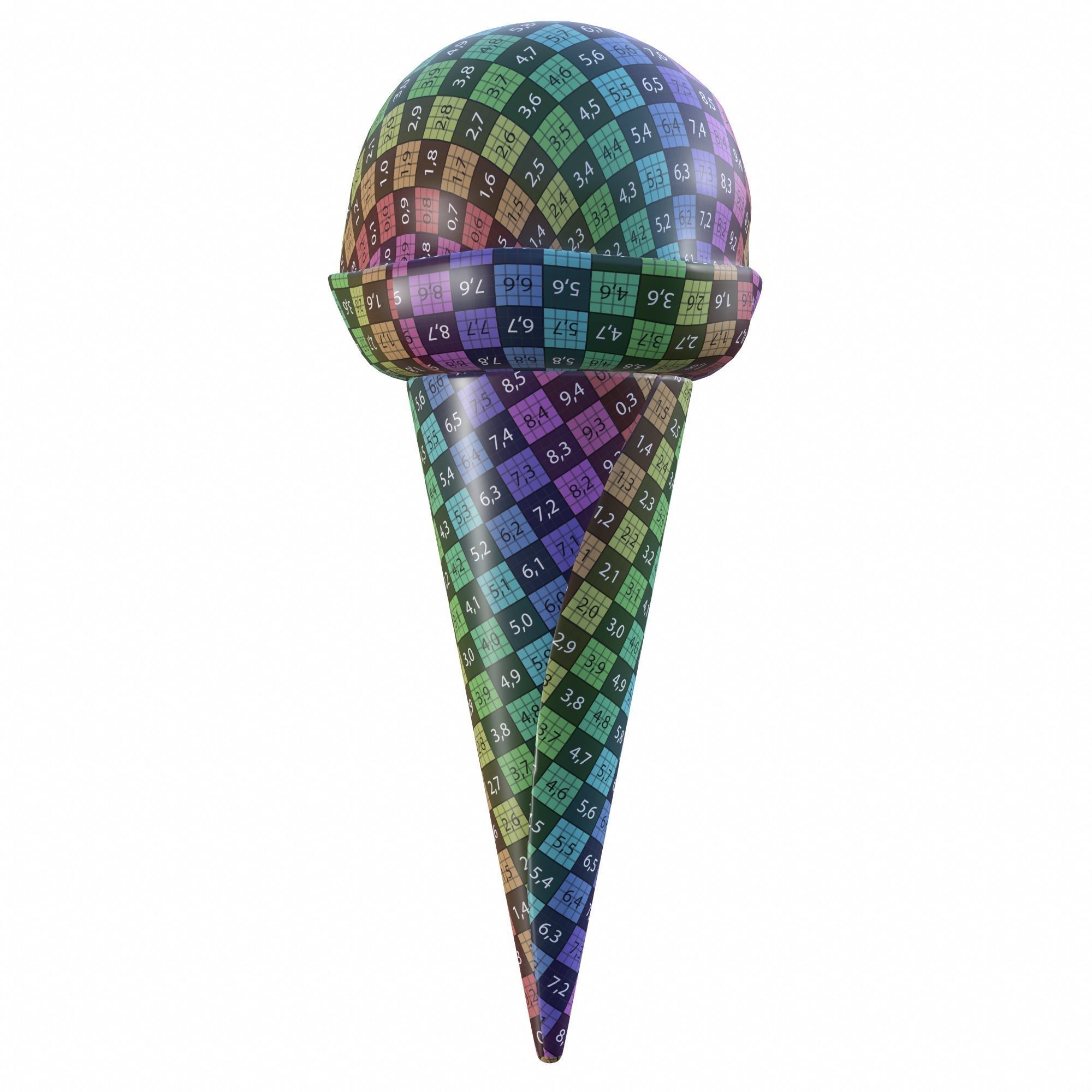 Ice cream ball in waffle cone 3D model_7