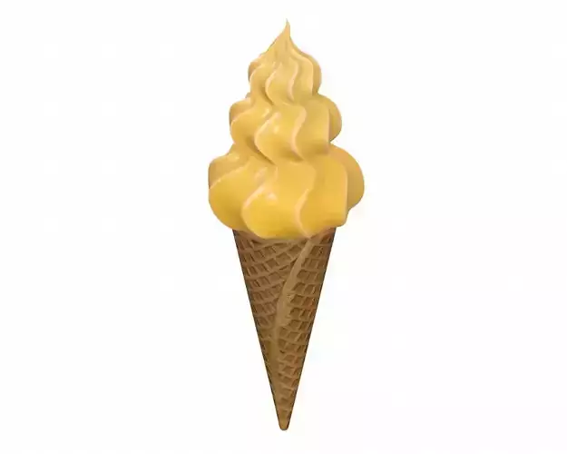 Ice cream in waffle cone 01 3D model