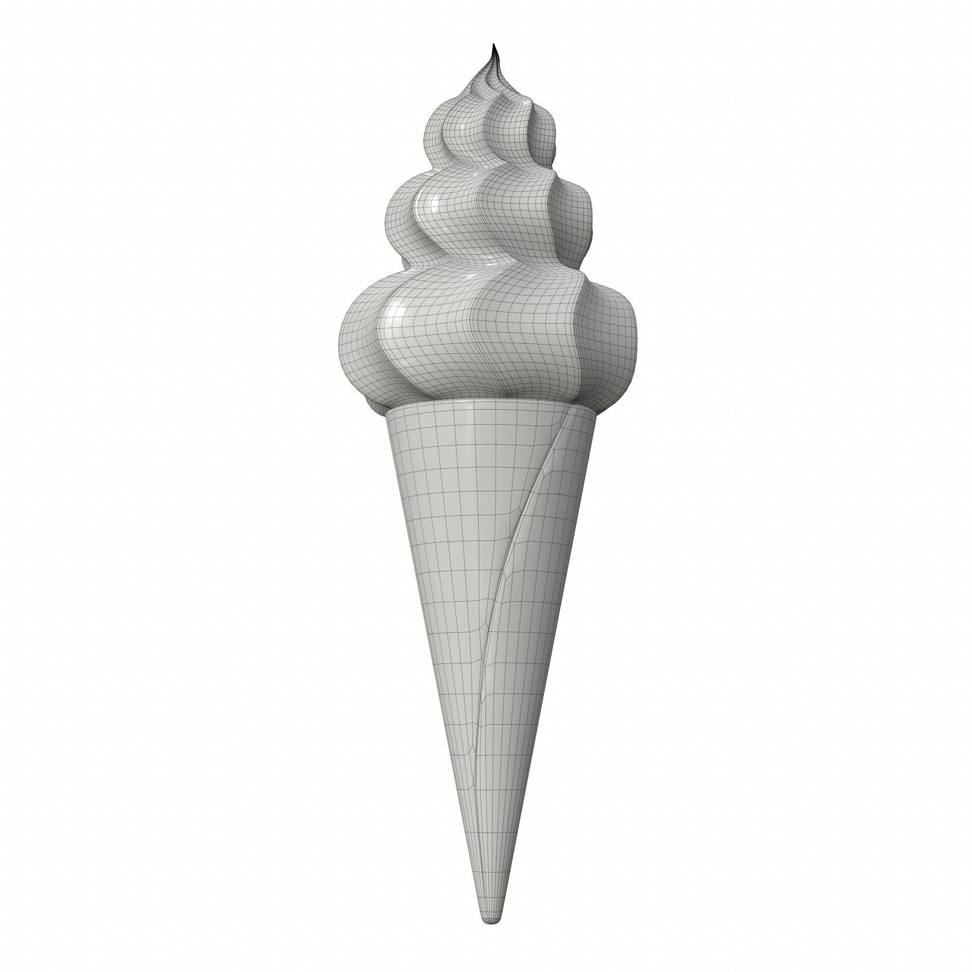 Ice cream in waffle cone 01 3D model_4