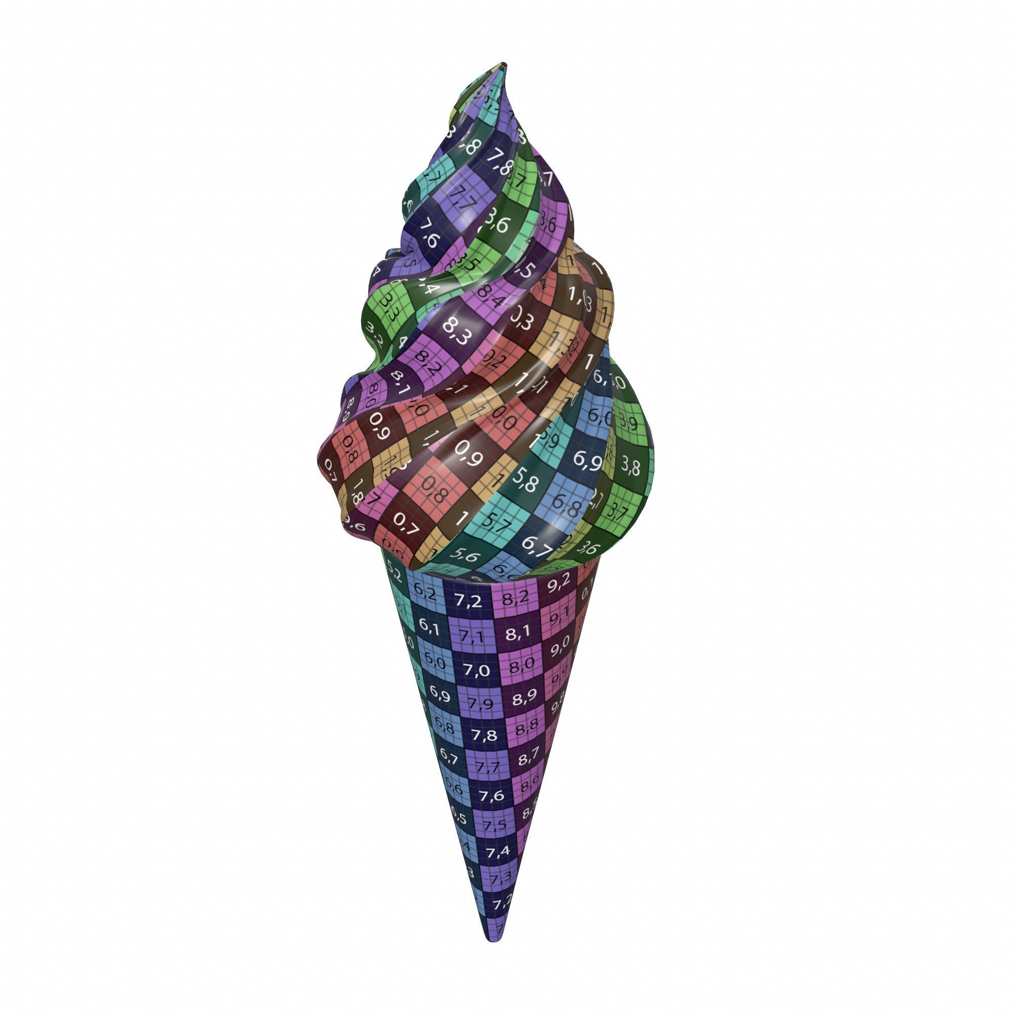 Ice cream in waffle cone 02 3D model_6
