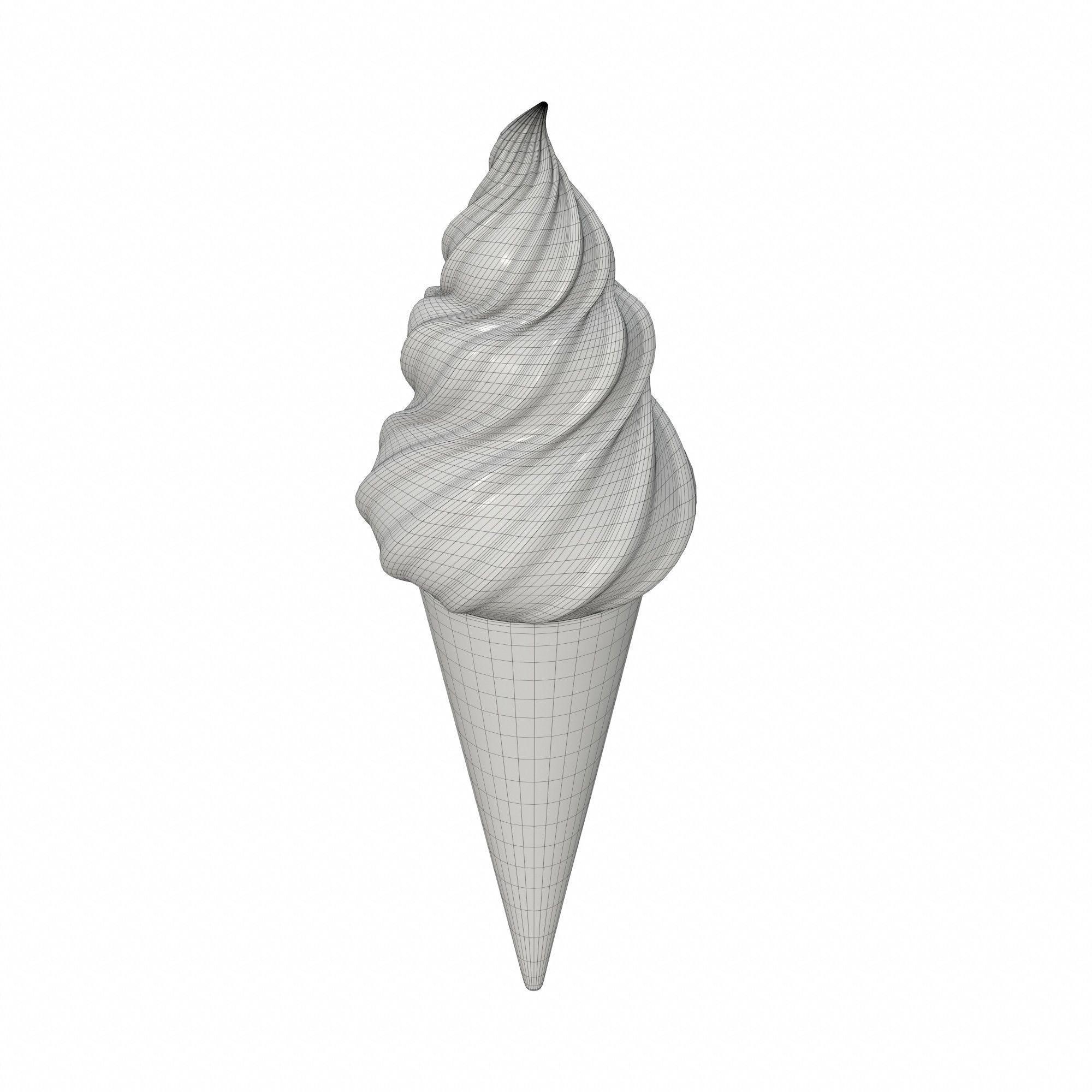 Ice cream in waffle cone 02 3D model_5