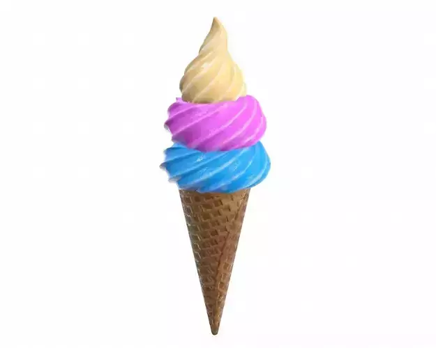 Ice cream in waffle cone 03 3D model