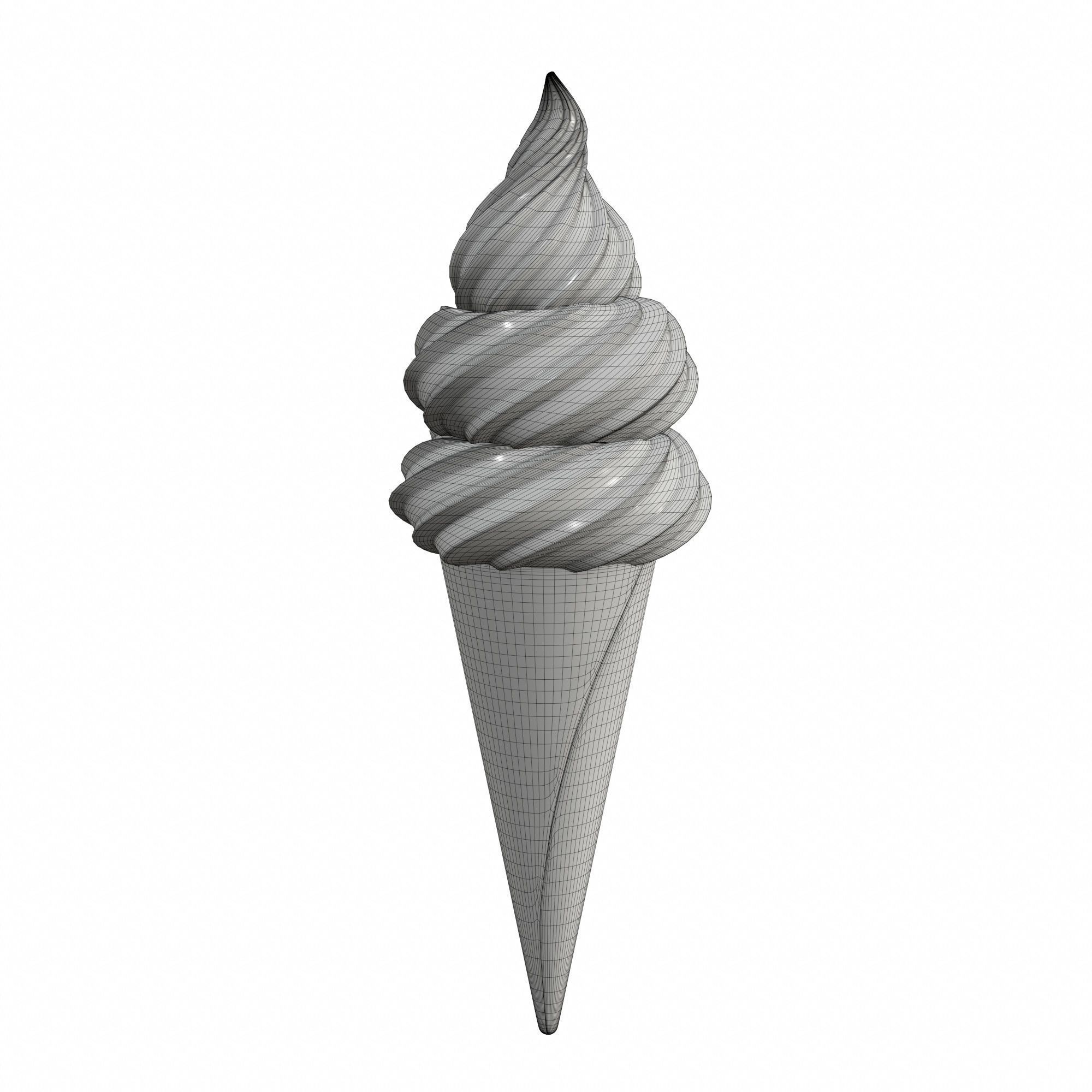 Ice cream in waffle cone 03 3D model_4