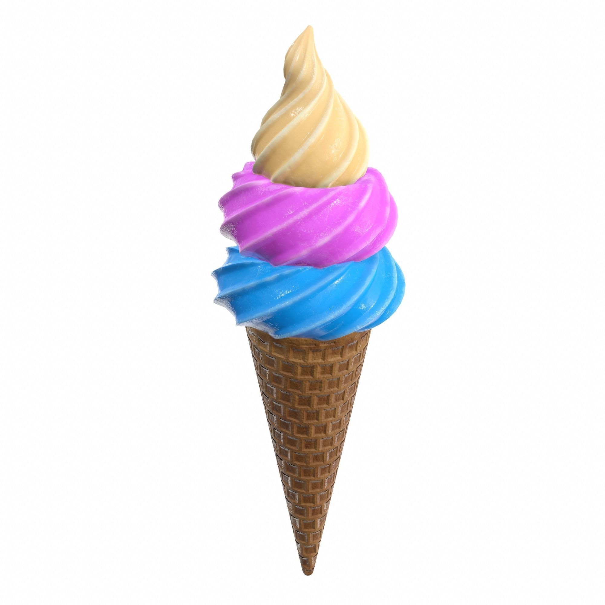 Ice cream in waffle cone 03 3D model_2