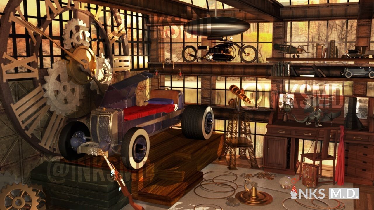 sTEAMpUNK wALL CloCK 3D model_4