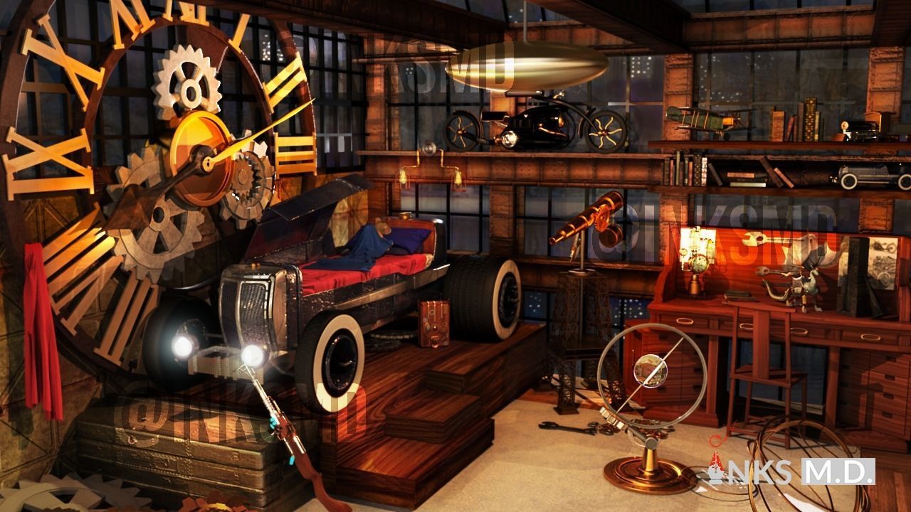 sTEAMpUNK wALL CloCK 3D model_3