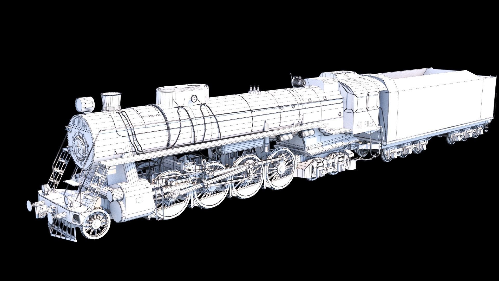 Soviet Locomotive IS 20 3D model_8