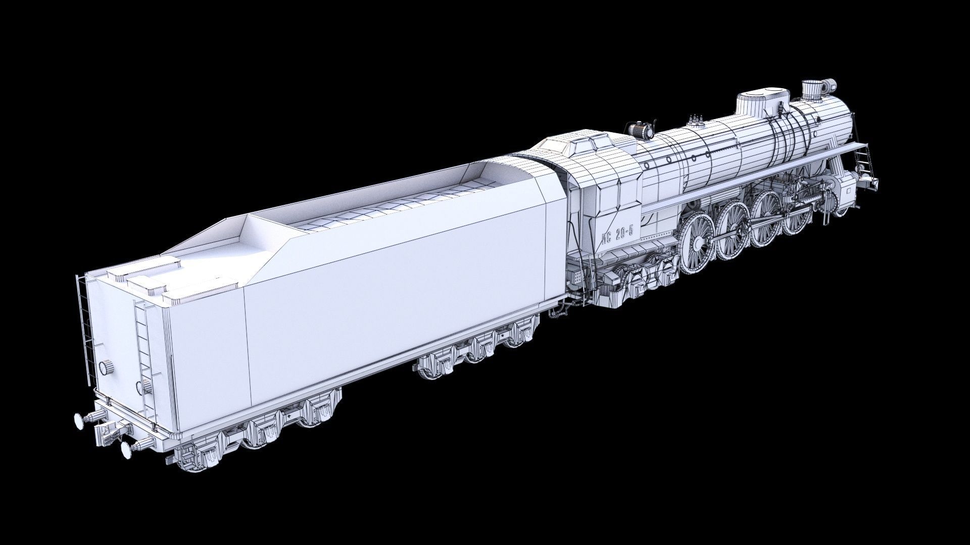 Soviet Locomotive IS 20 3D model_10