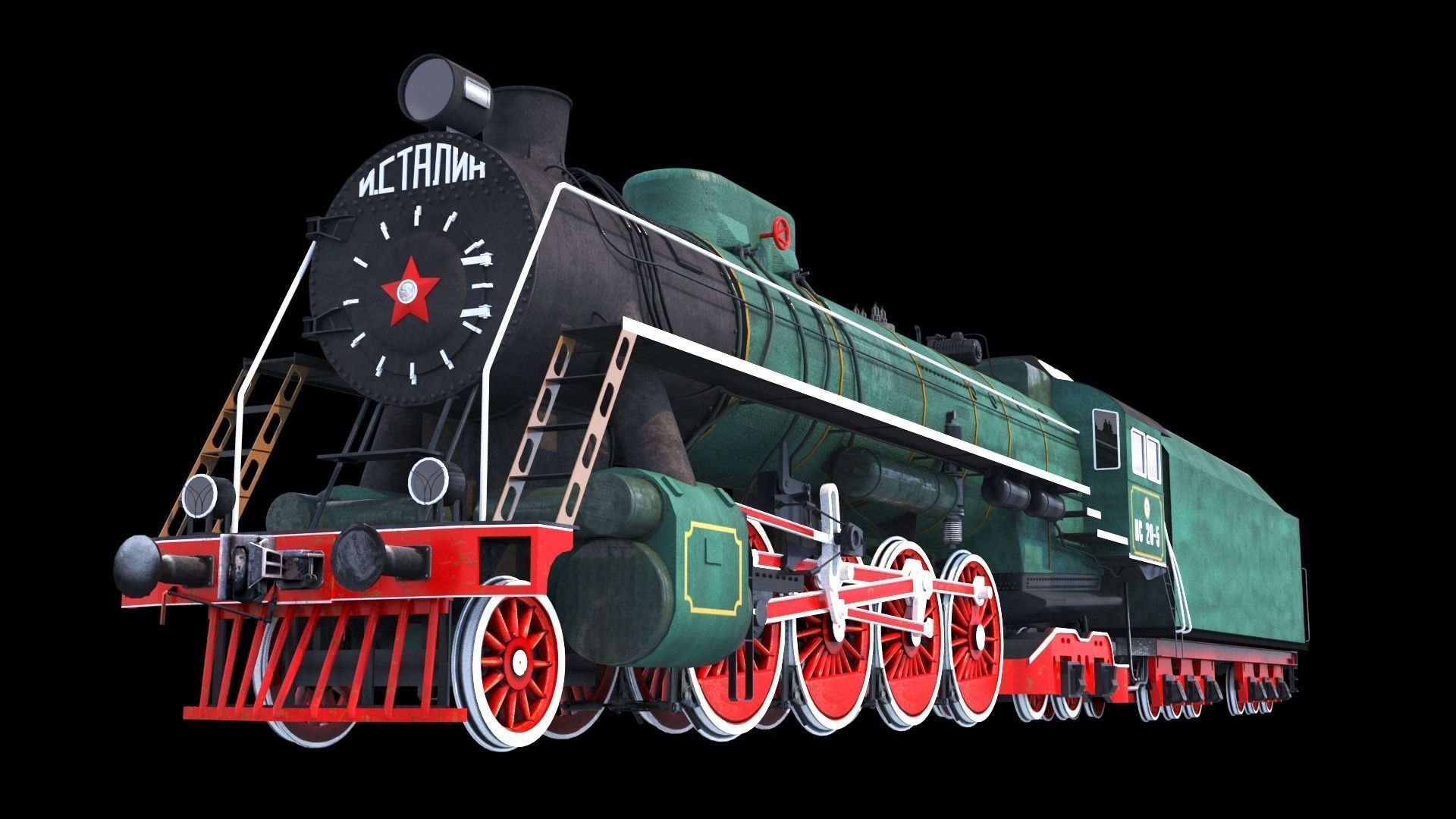 Soviet Locomotive IS 20 3D model_11