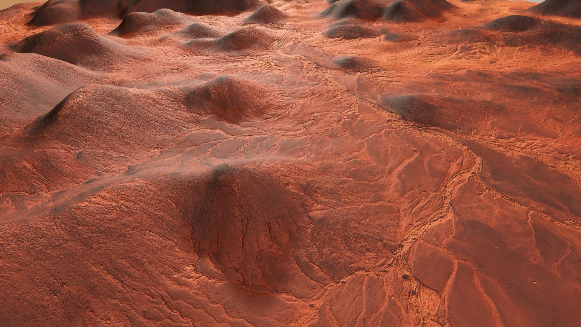 Mars Hills  Planet Mountain Terrain Landscape Desert PBR 05 Low-poly 3D model_1