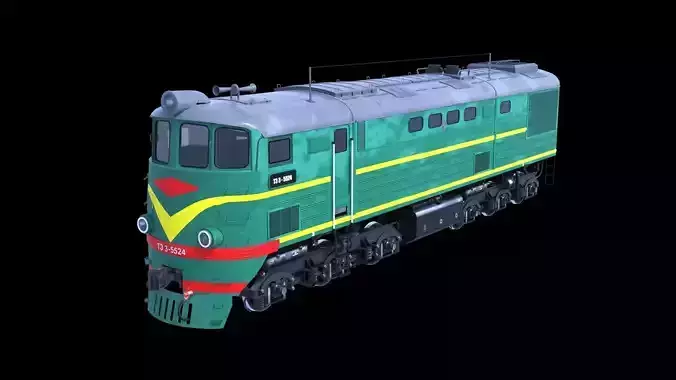 Soviet TE3 diesel locomotive 3D model