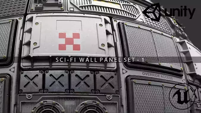 Scifi Wall Panel Texture Set 1 Low-poly 3D model