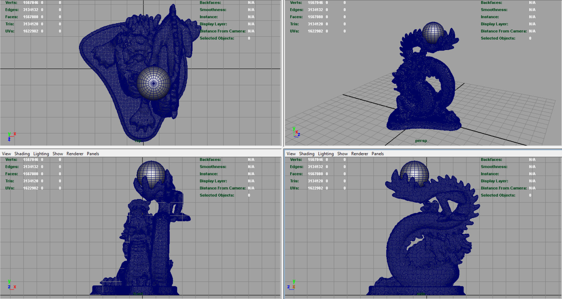 Chinese dragon statue Low-poly 3D model_10
