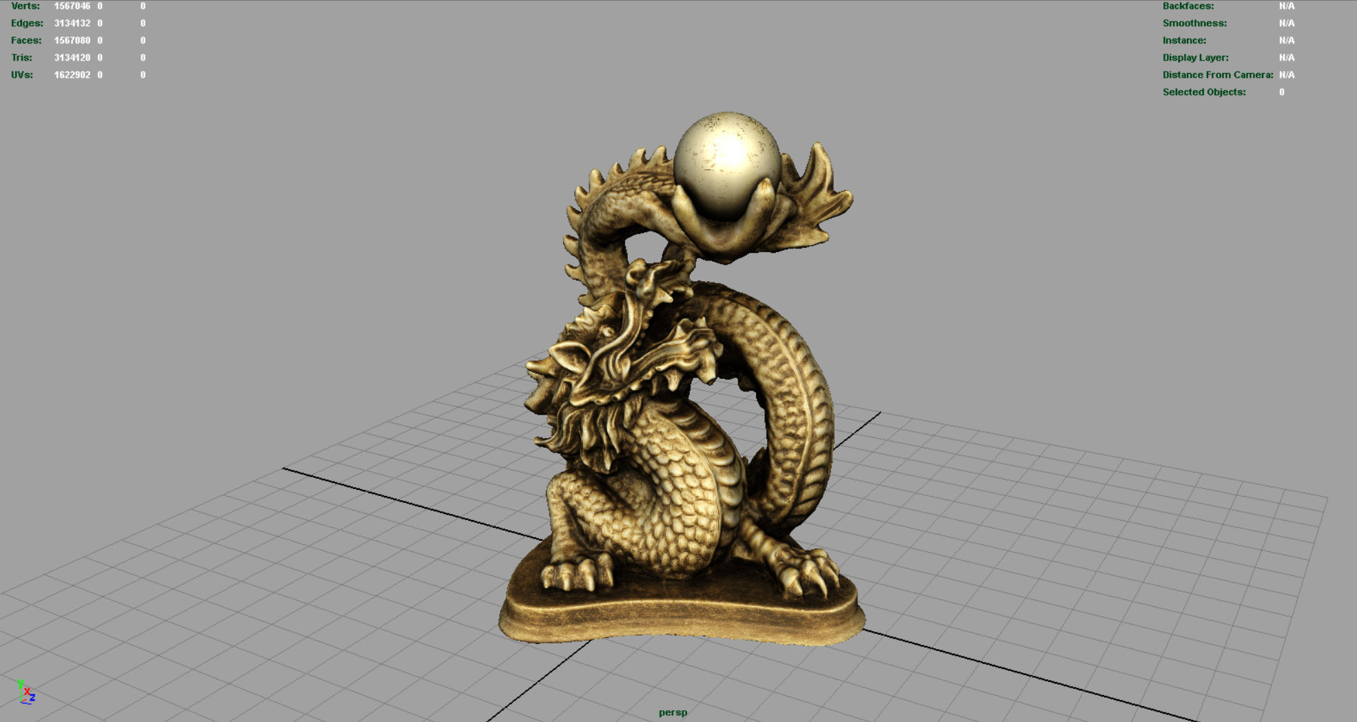 Chinese dragon statue Low-poly 3D model_2