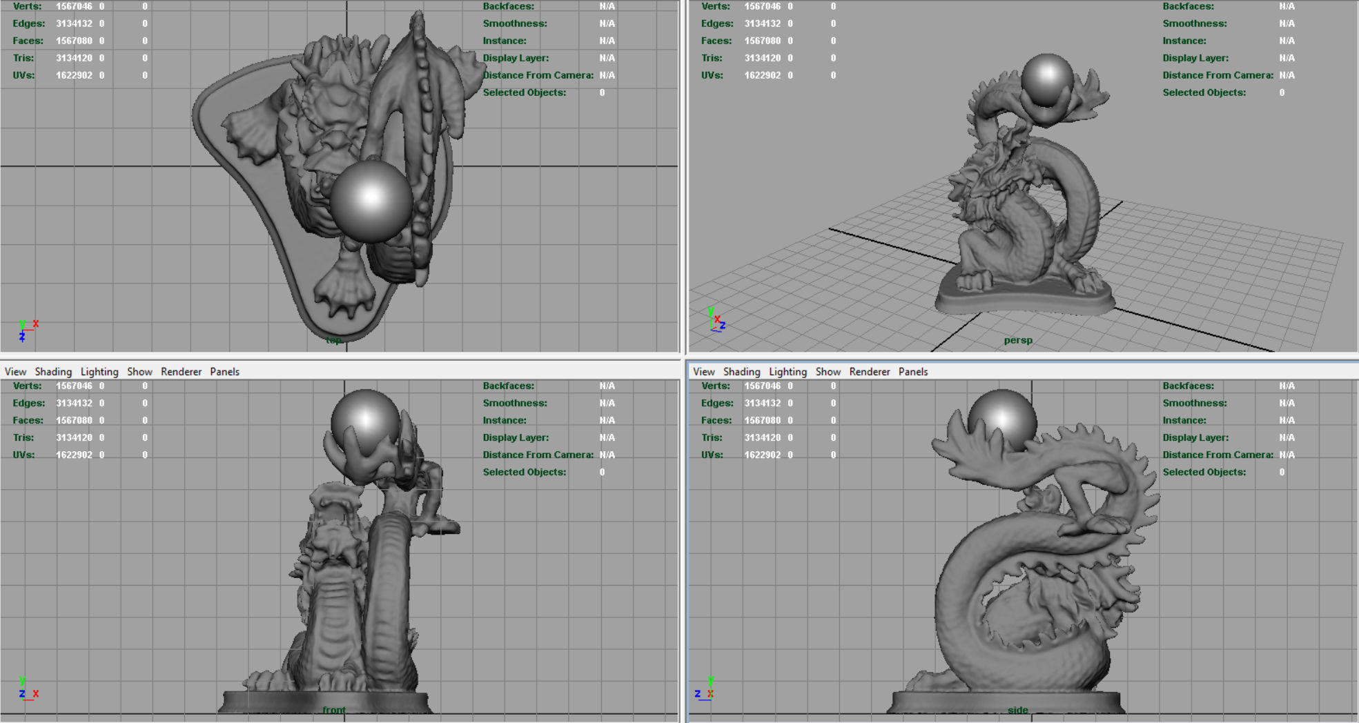 Chinese dragon statue Low-poly 3D model_9