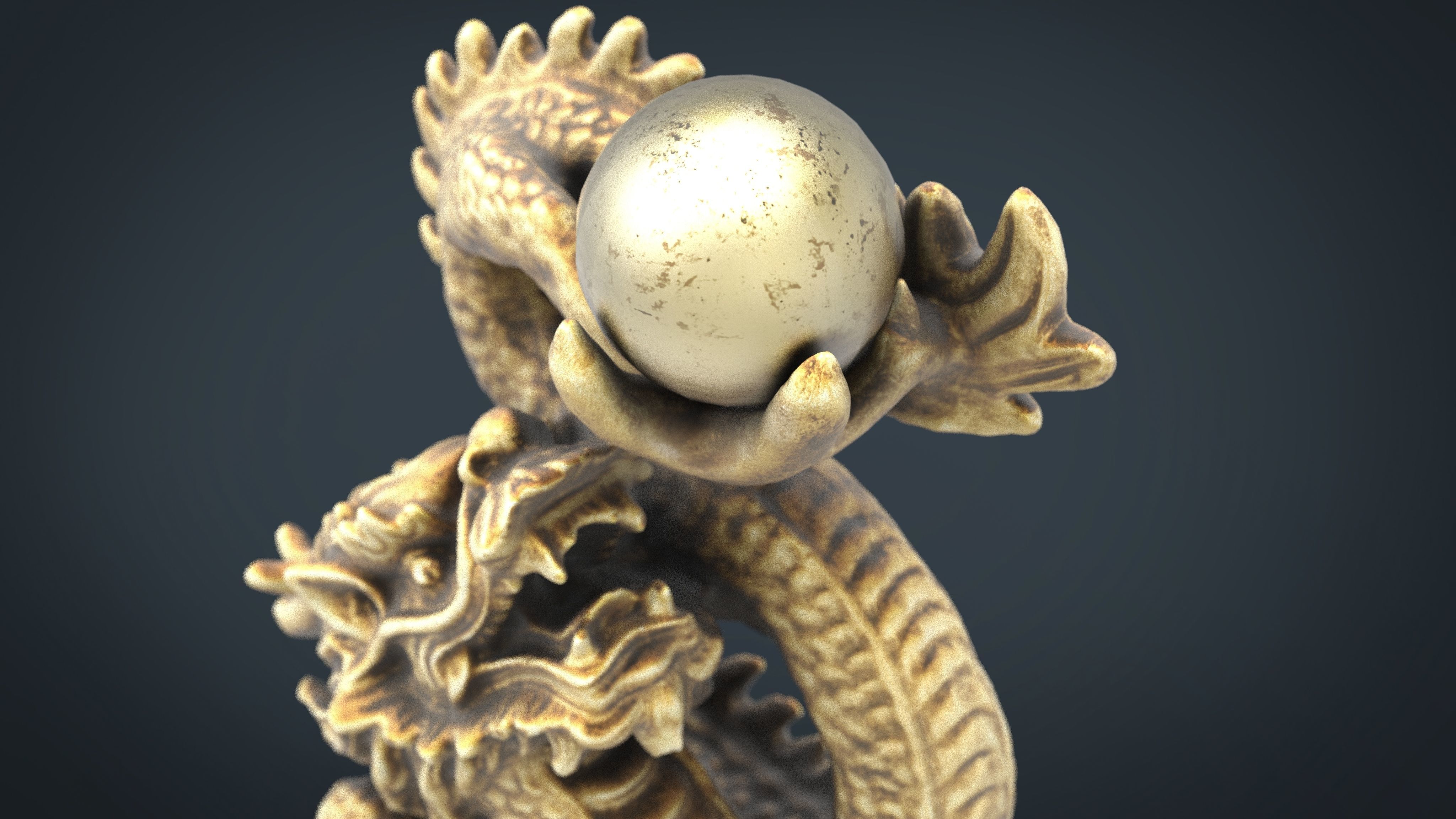 Chinese dragon statue Low-poly 3D model_11