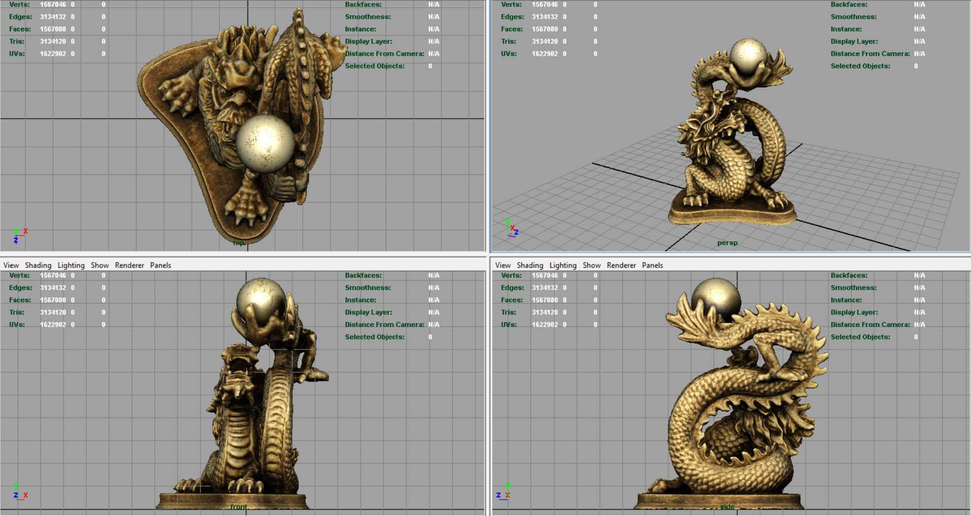 Chinese dragon statue Low-poly 3D model_8