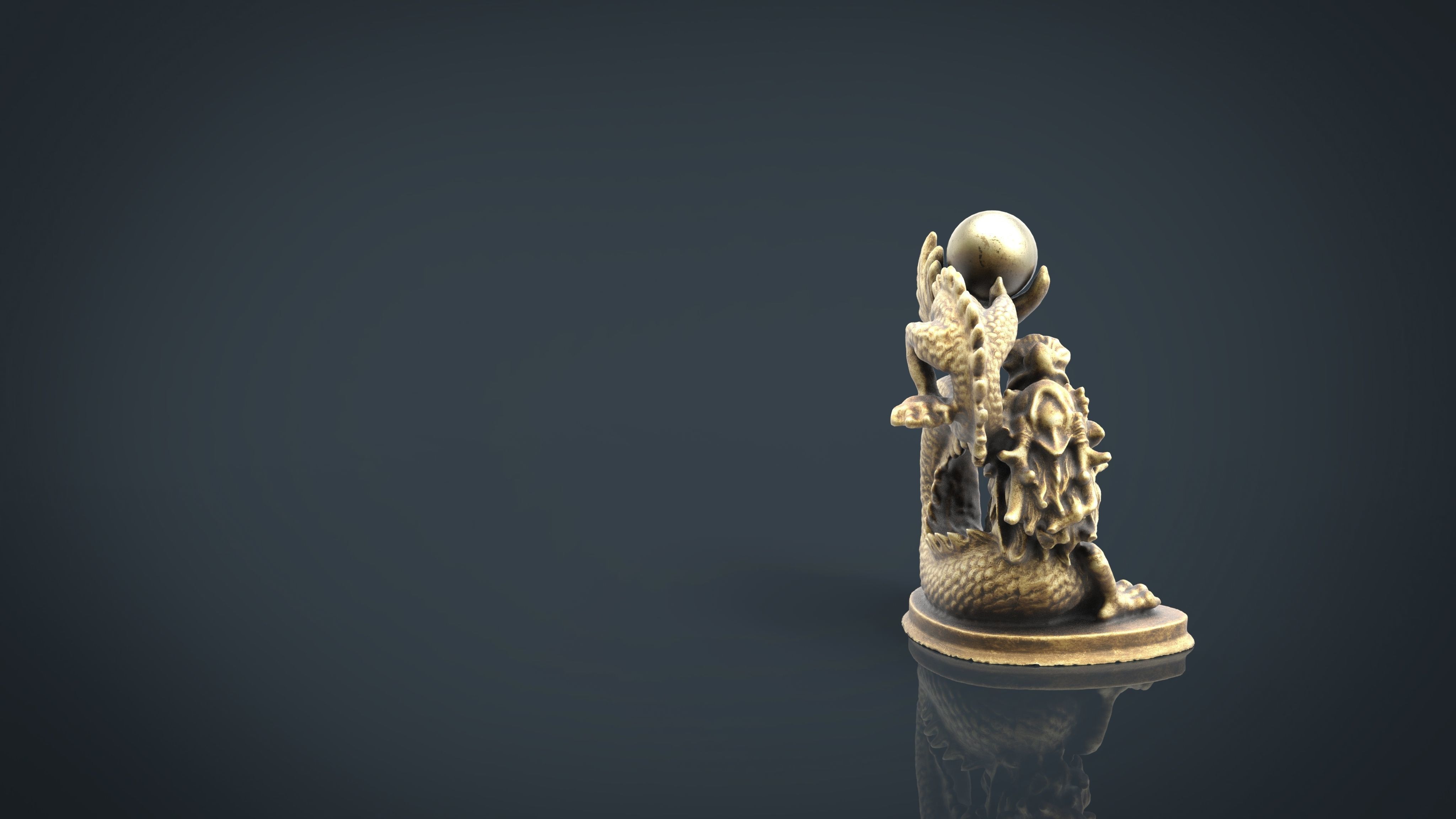 Chinese dragon statue Low-poly 3D model_12