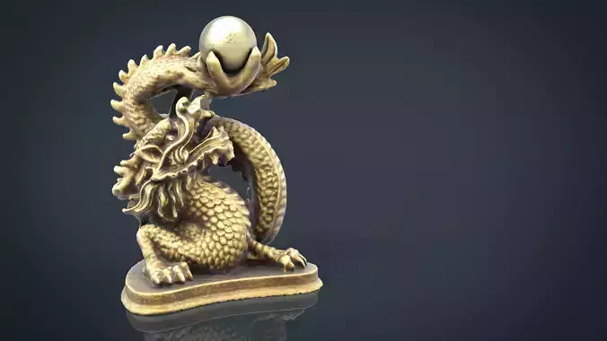 Chinese dragon statue Low-poly 3D model