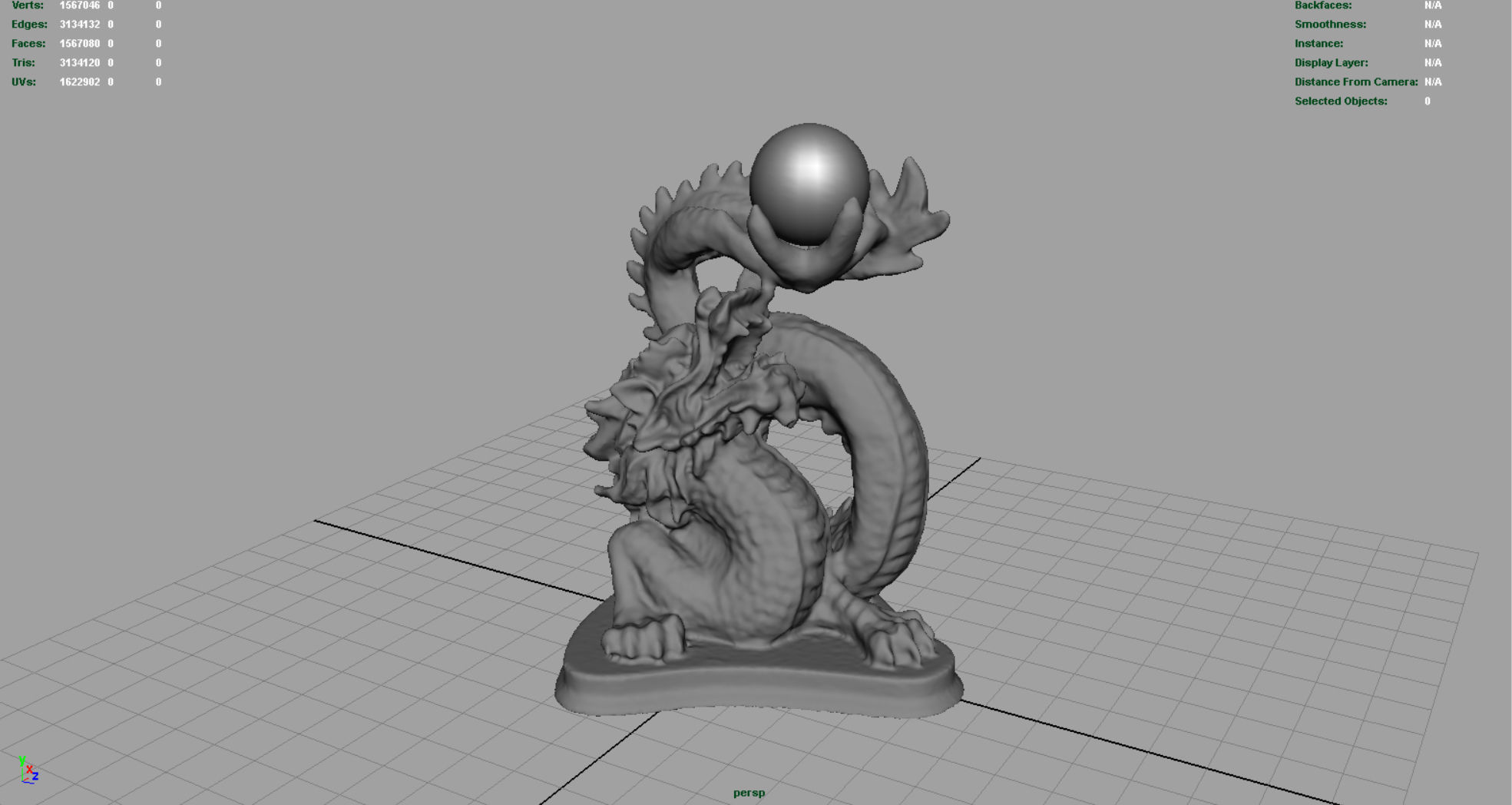 Chinese dragon statue Low-poly 3D model_3