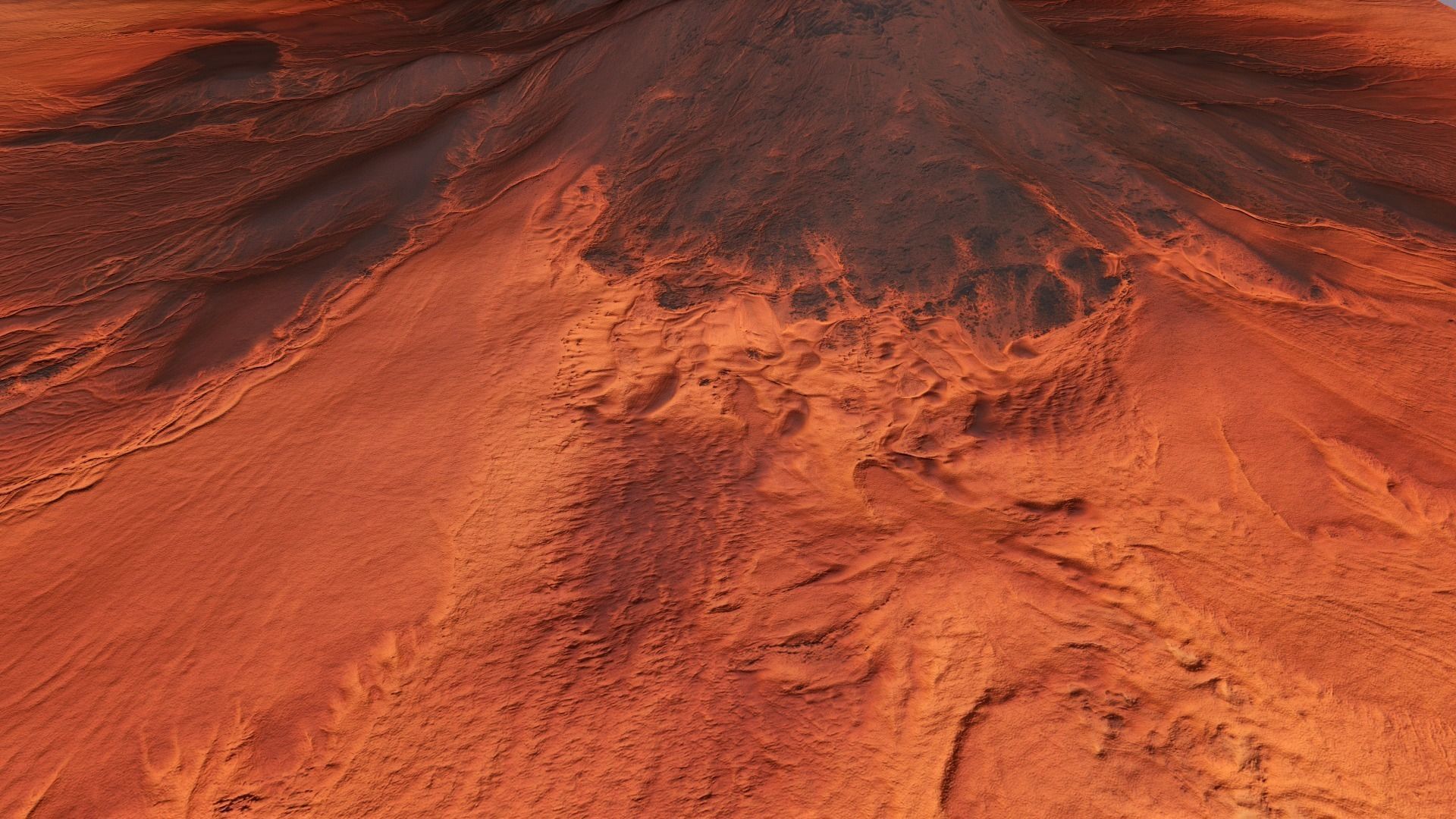 Mars Mountain Desert Terrain Landscape Sufrace PBR 03 Low-poly 3D model_1