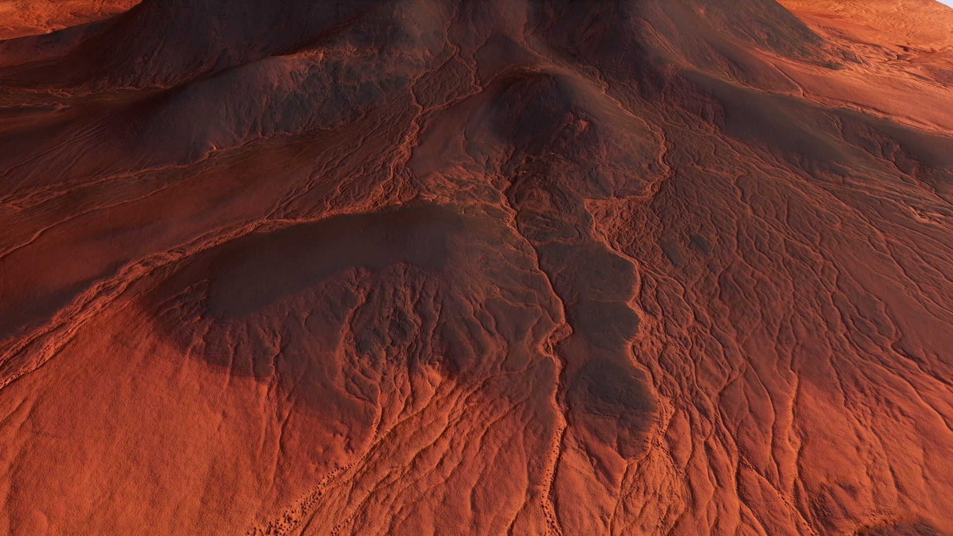 Mars Mountain Desert Terrain Landscape Sufrace PBR 03 Low-poly 3D model_3