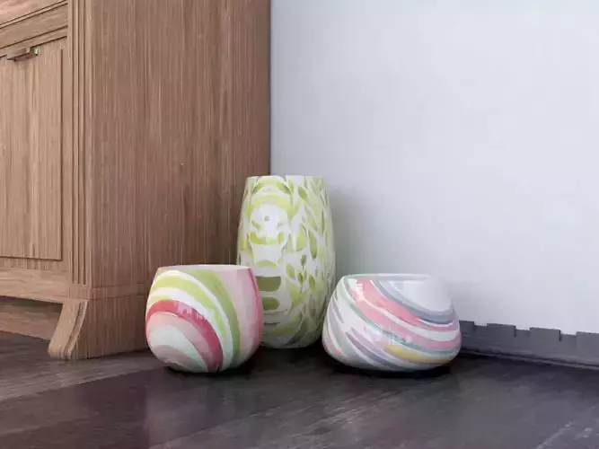 colorful ceramic vessel set