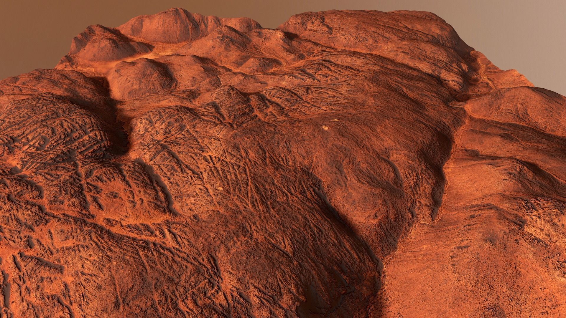 Hills Mars Planet Mountain Terrain Landscape Desert PBR 04 Low-poly 3D model_9