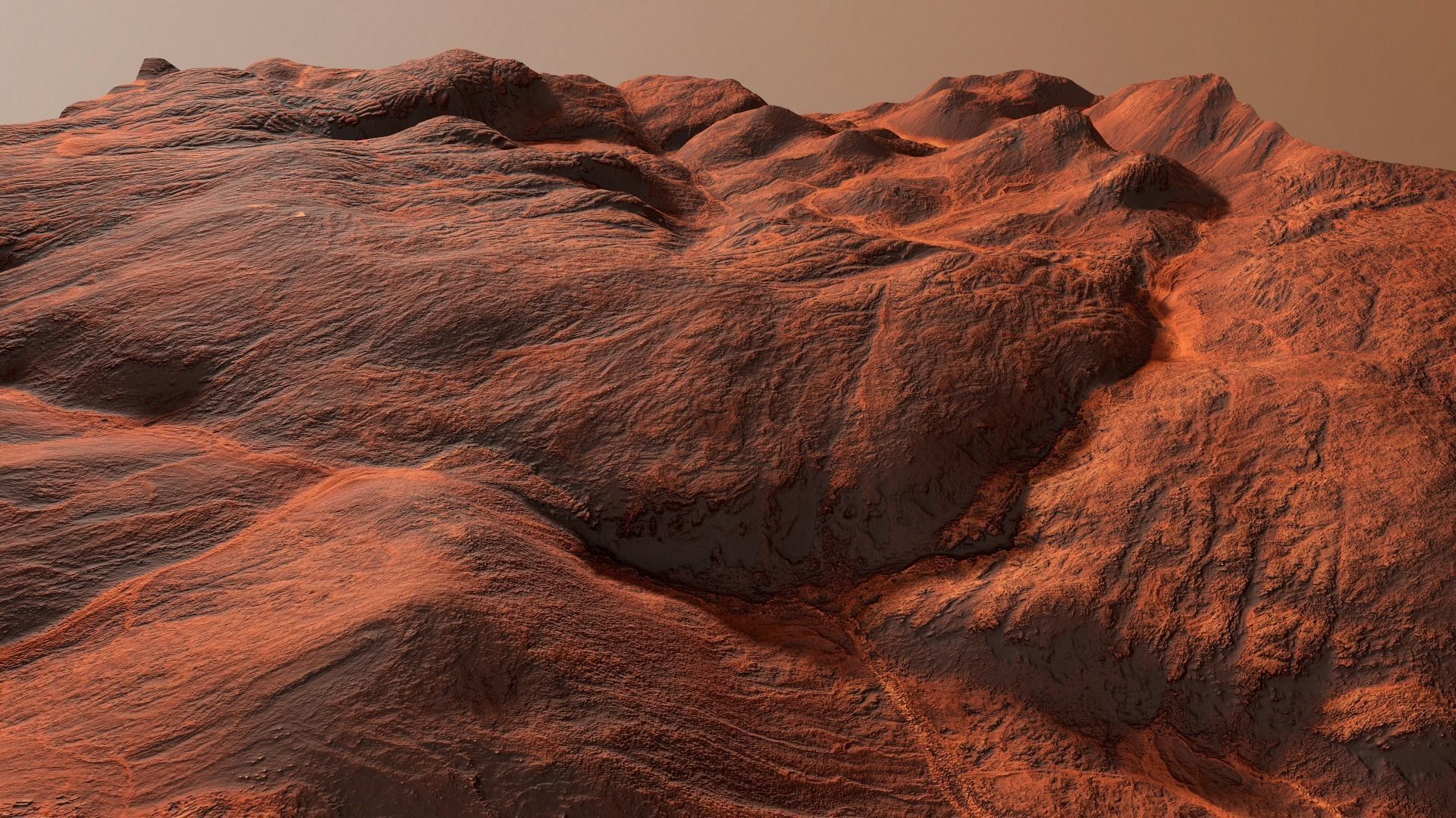 Hills Mars Planet Mountain Terrain Landscape Desert PBR 04 Low-poly 3D model_8