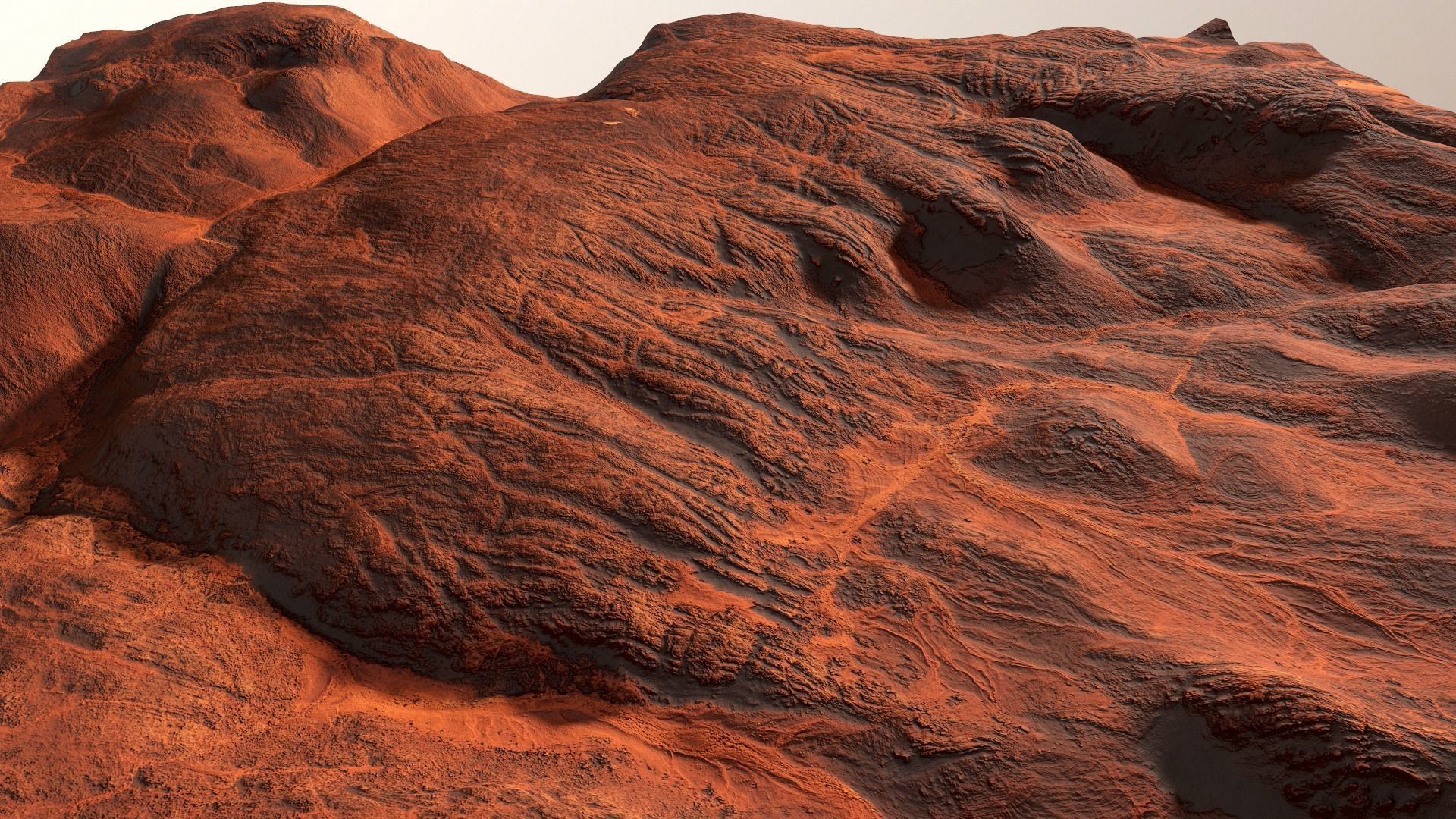 Hills Mars Planet Mountain Terrain Landscape Desert PBR 04 Low-poly 3D model_1