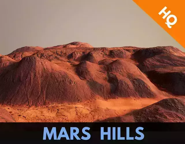Hills Mars Planet Mountain Terrain Landscape Desert PBR 04 Low-poly 3D model