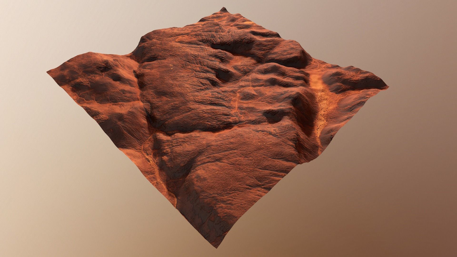 Hills Mars Planet Mountain Terrain Landscape Desert PBR 04 Low-poly 3D model_23