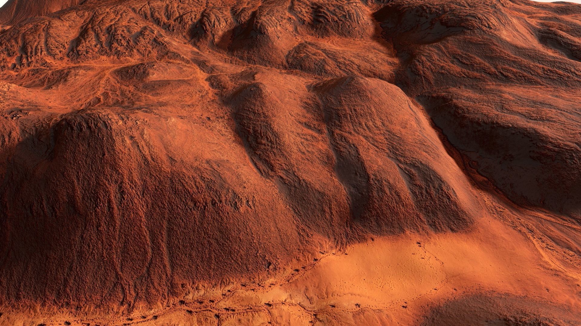 Hills Mars Planet Mountain Terrain Landscape Desert PBR 04 Low-poly 3D model_4