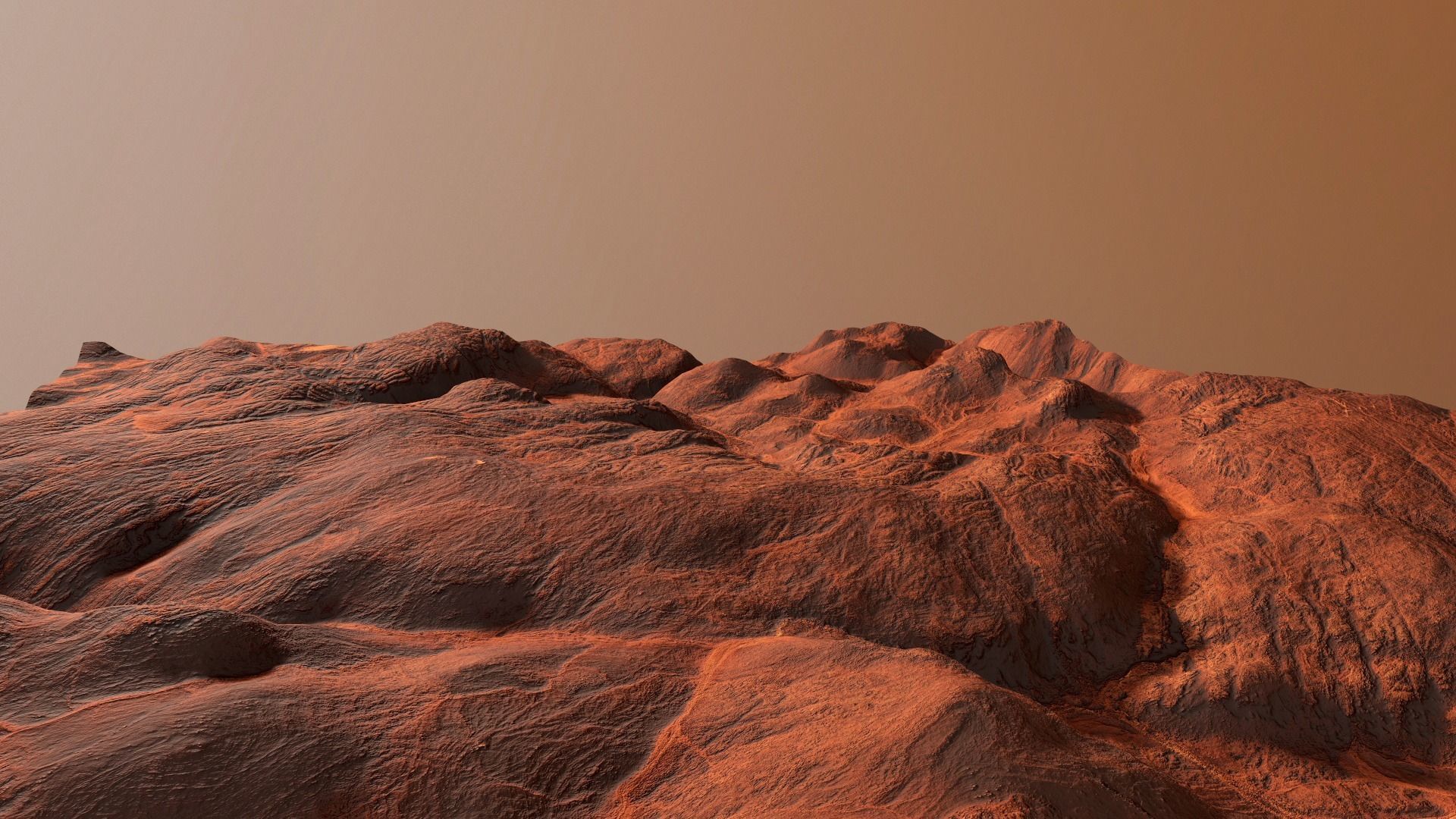 Hills Mars Planet Mountain Terrain Landscape Desert PBR 04 Low-poly 3D model_3