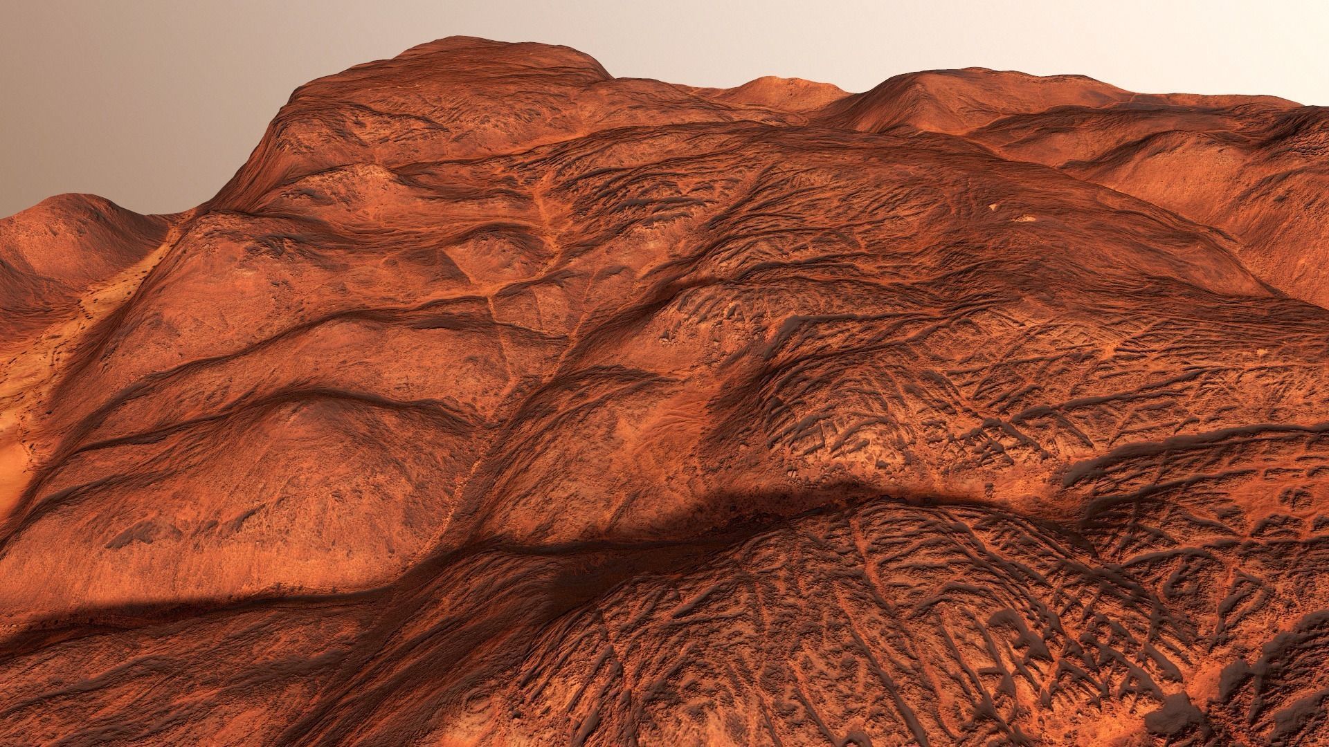Hills Mars Planet Mountain Terrain Landscape Desert PBR 04 Low-poly 3D model_14