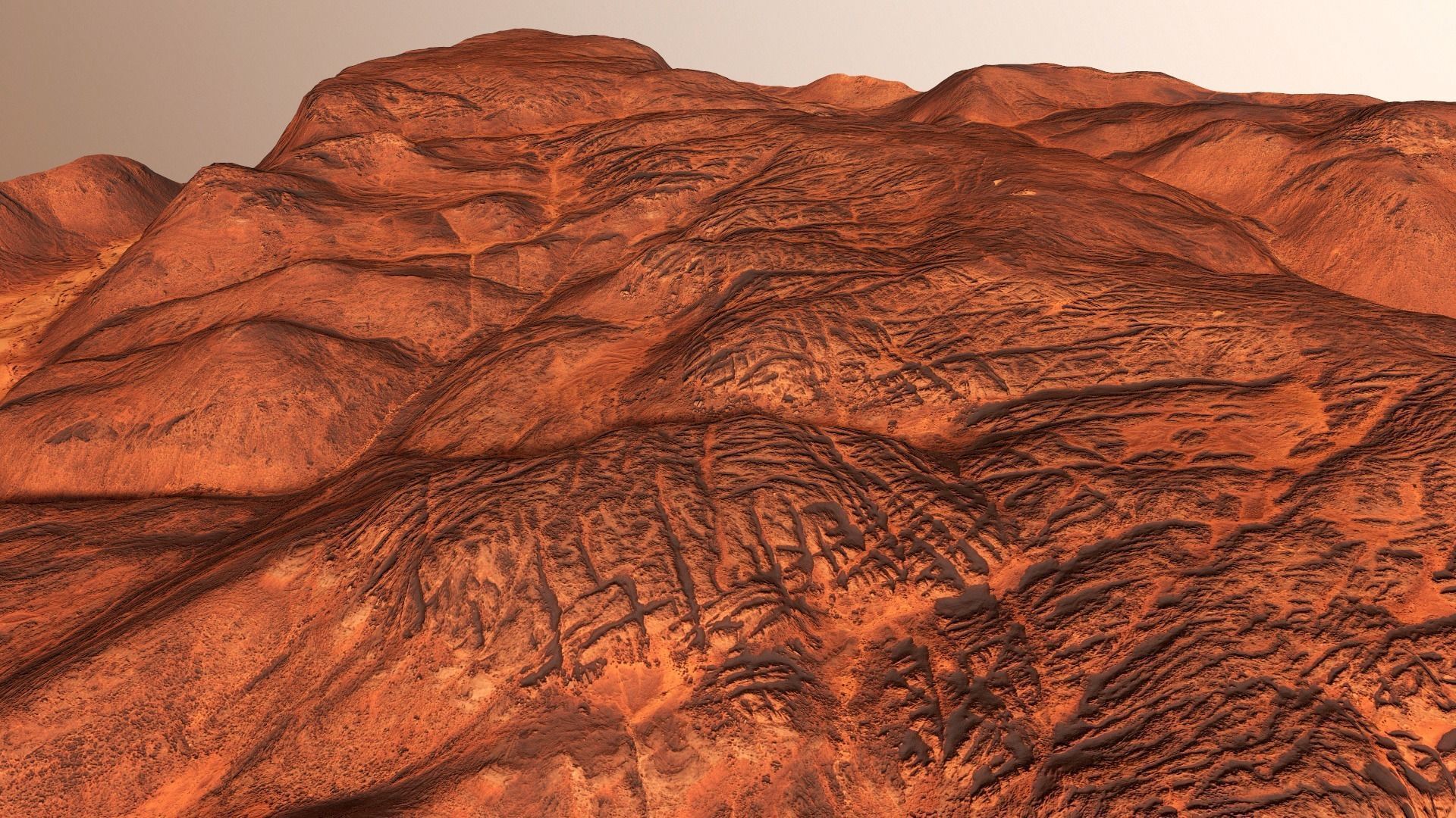 Hills Mars Planet Mountain Terrain Landscape Desert PBR 04 Low-poly 3D model_11