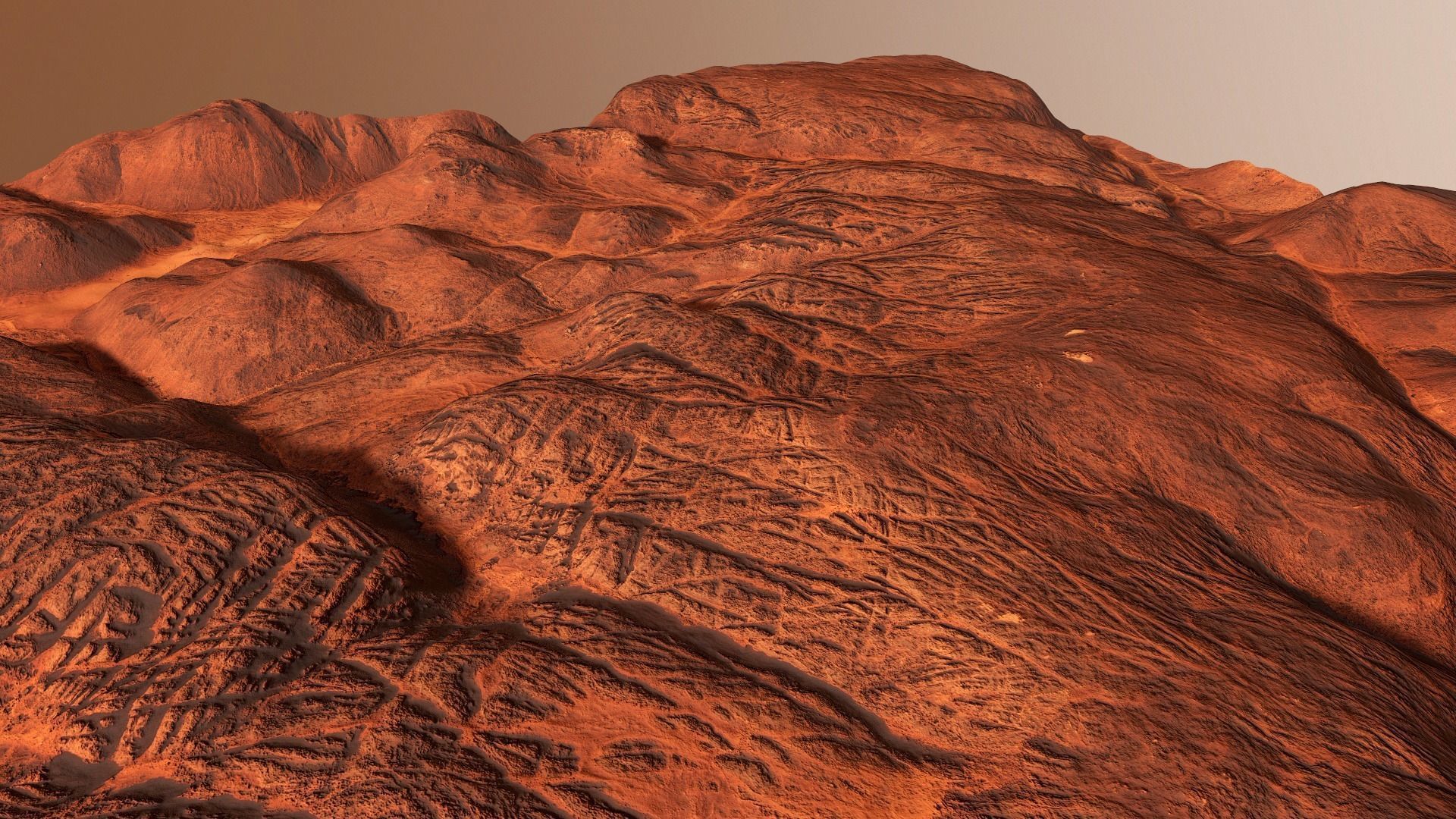 Hills Mars Planet Mountain Terrain Landscape Desert PBR 04 Low-poly 3D model_10