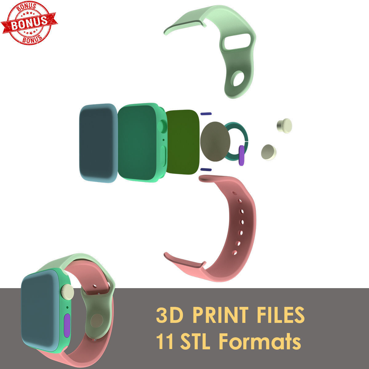 Apple Watch Series 4 Gold Aluminum Case 3D model_19