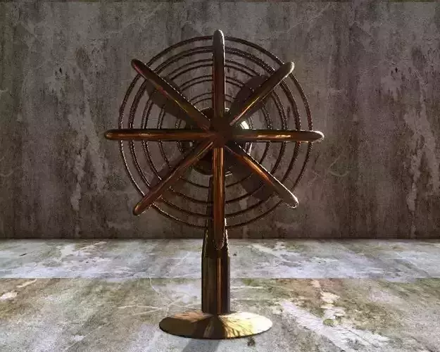 Fan golden animated Low-poly 3D model