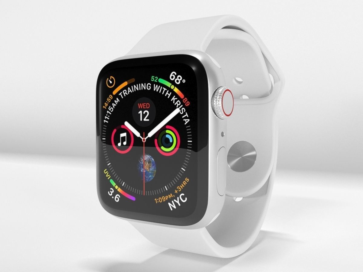  Apple Watch Series 4 Silver Aluminum Case 3D model_1