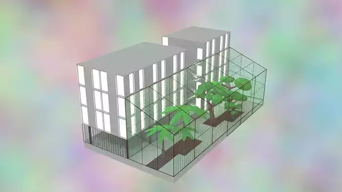 Achitectural Project with Greenhouse Low-poly 3D model