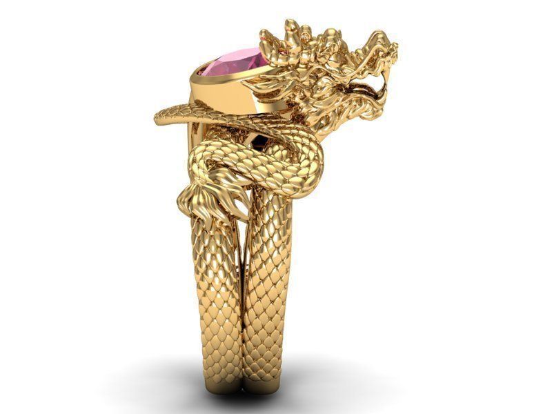 ring ruby dragon around finger 3D print model_4